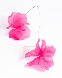 Lovisa - Fuchsia Frosted Flower Drop Earrings