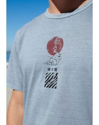 NEXT - Blue Garment Dye Tiger Back Print Graphic T-Shirt