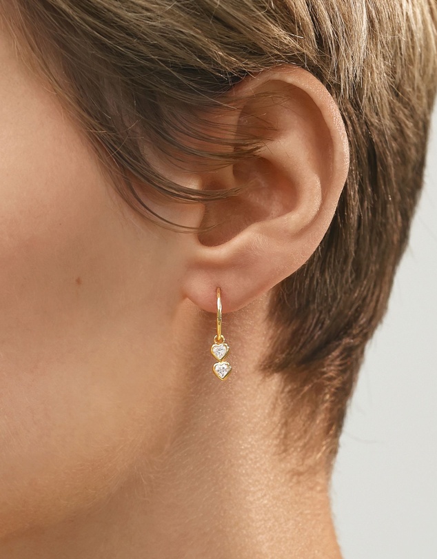 SAINT VALENTINE - Two Of A Kind Heart Mini Hoops - Gold