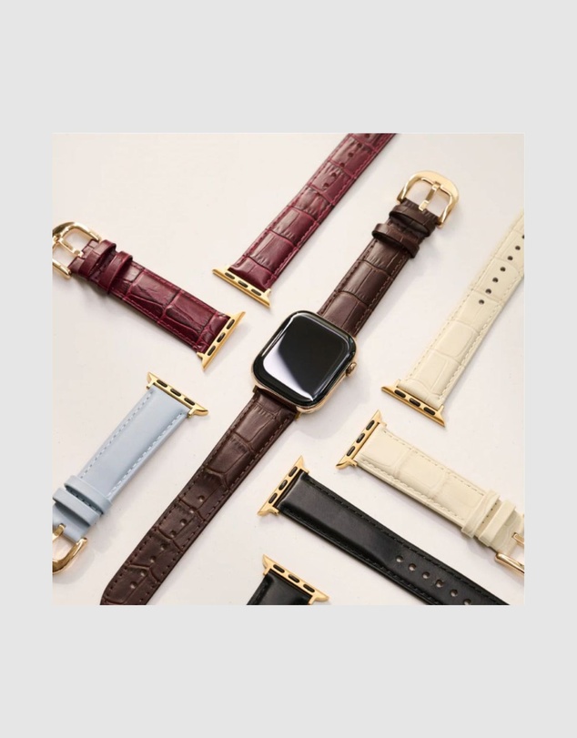 Burga - Burga Apple Watch 42/44/46/49 Leather Band - Gold Clasp Espresso