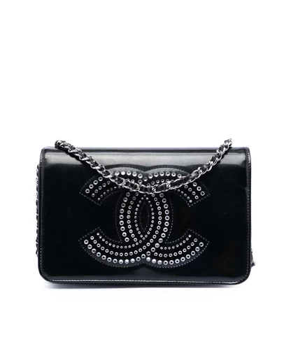 Pre-Loved by Azura Reborn - Pre-Loved CC Patent Strass Embellished Wallet On Chain