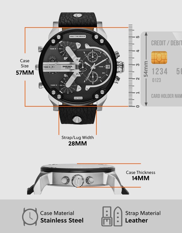 Diesel - Mr Daddy 2 Black Analogue Watch DZ7313