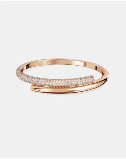 Swarovski - Dextera Bangle, Magnetic Closure, White, 18K Rose Gold Finish