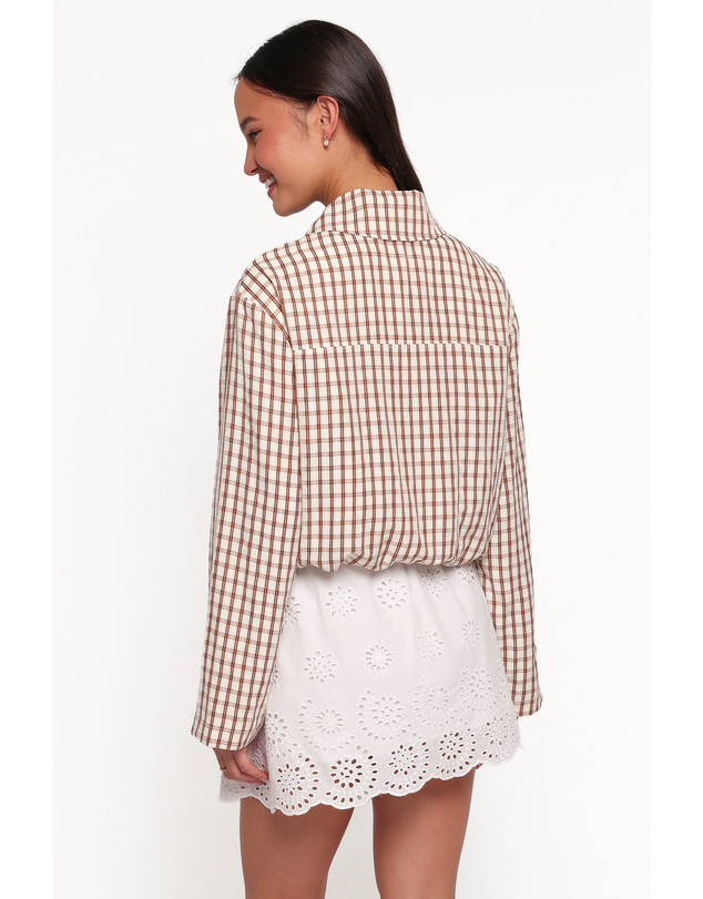 Petal & Pup - Julie Bubble Hem Jacket - Brown Gingham