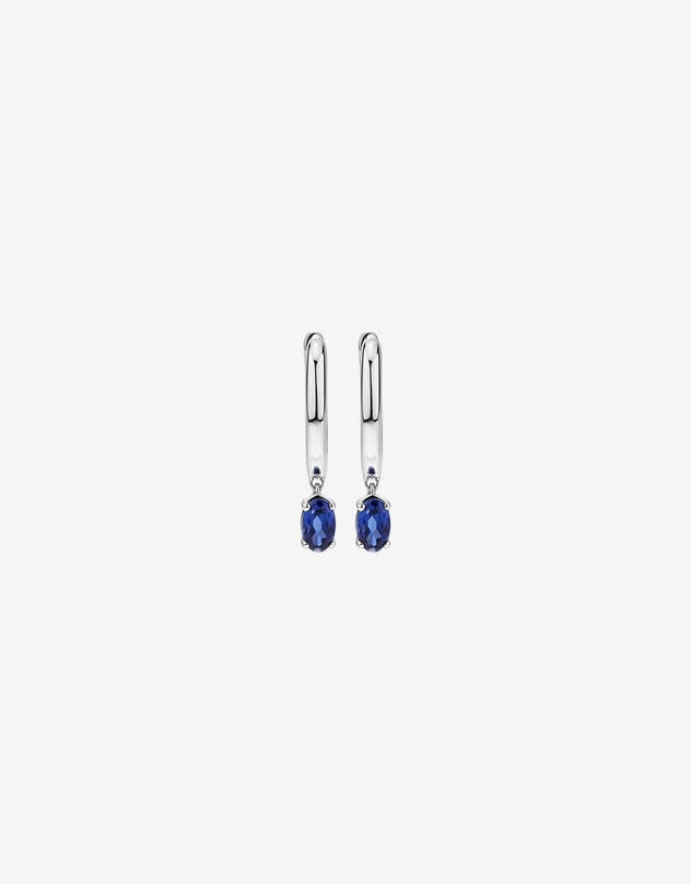 Michael Hill - Created Sapphire Drop Huggie Hoop Earrings in Sterling Silver