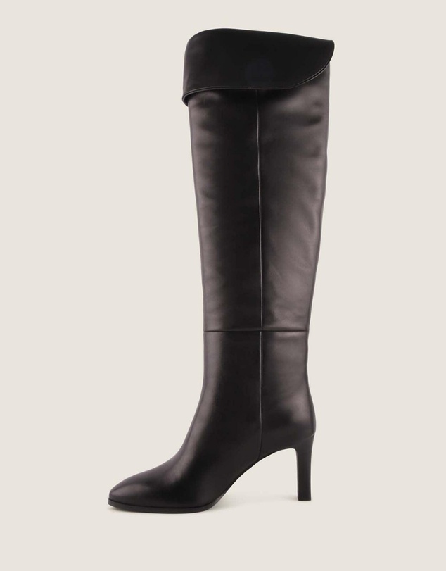 Shelly Shen - Leighton Heel Long Boots Black Leather