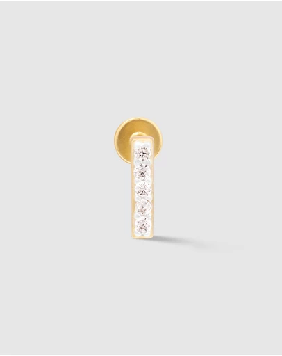 Wanderlust + Co - Alphabet Pave Gold Flat Back Earring - Letter I
