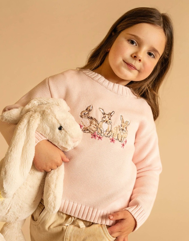 Bebe by Minihaha - Winnie Embroidered Bunny Knitted Jumper - Kids