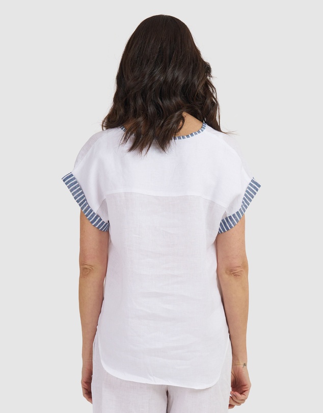CAMIXA - Martina Linen V-Neck T-shirt