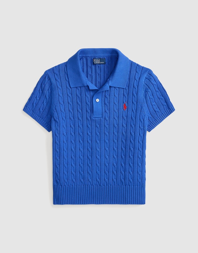 Polo Ralph Lauren - Cable-Knit Cotton Cropped Polo Shirt - ICONIC EXCLUSIVE