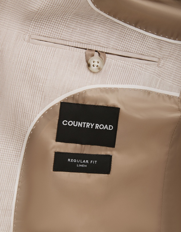 Country Road - Regular Fit Linen Single Breasted Check Jacket
