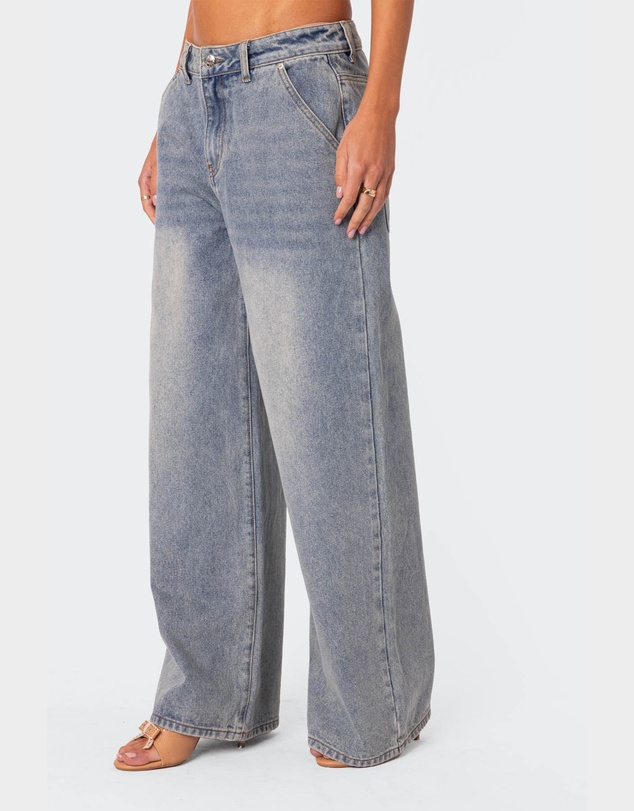 EDIKTED - Myla Washed Wide Leg Jeans