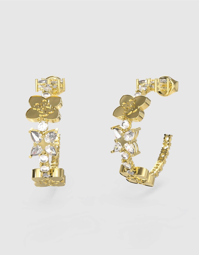 GUESS - Gold-Tone Wild Flower Hoop Earrings