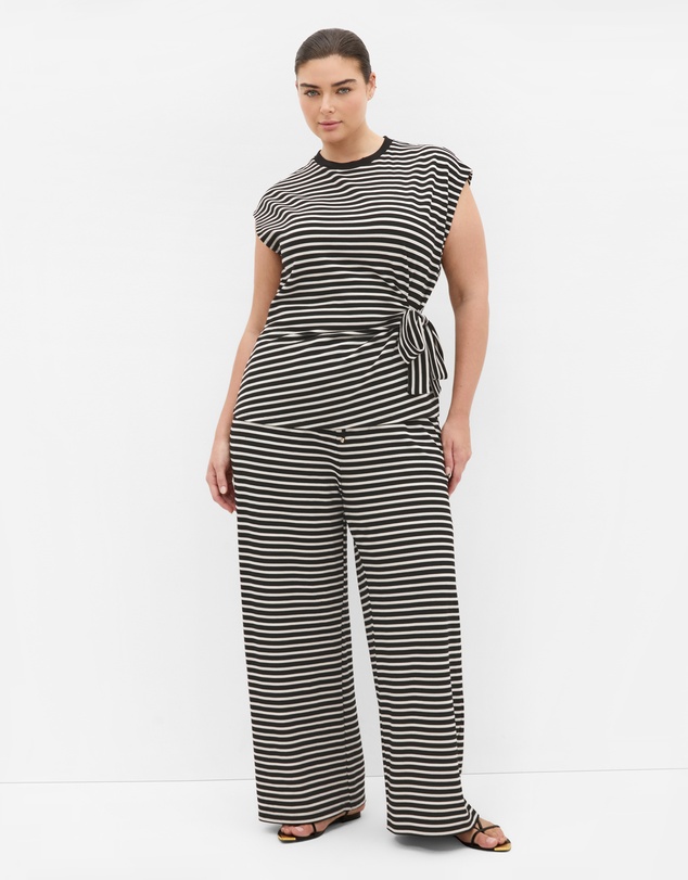 City Chic - Deanna Stripe Knit Side Tie Top