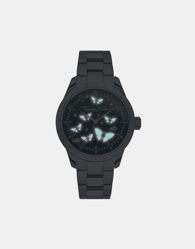 THOMAS SABO - THOMAS SABO Luminescent Butterfly 34mm Watch Black Dial