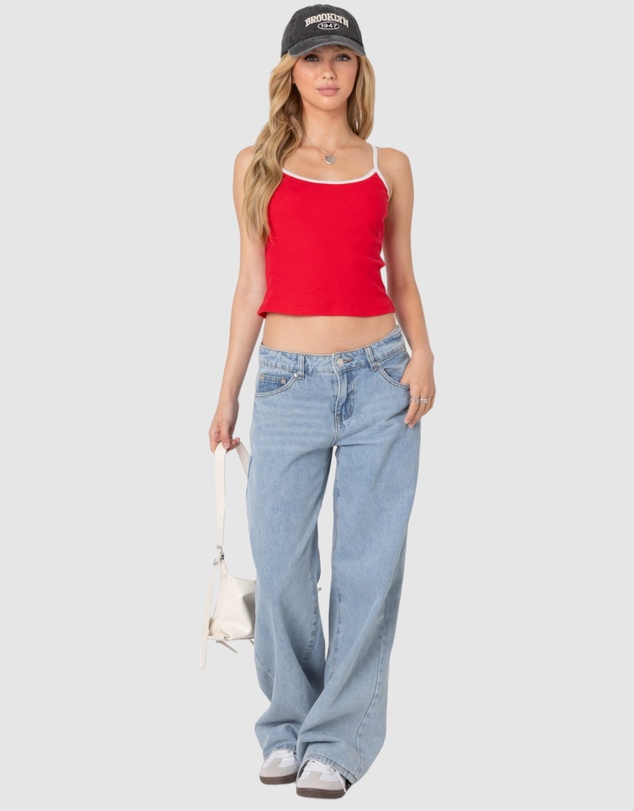 EDIKTED - Franky Ribbed Contrast Tank Top