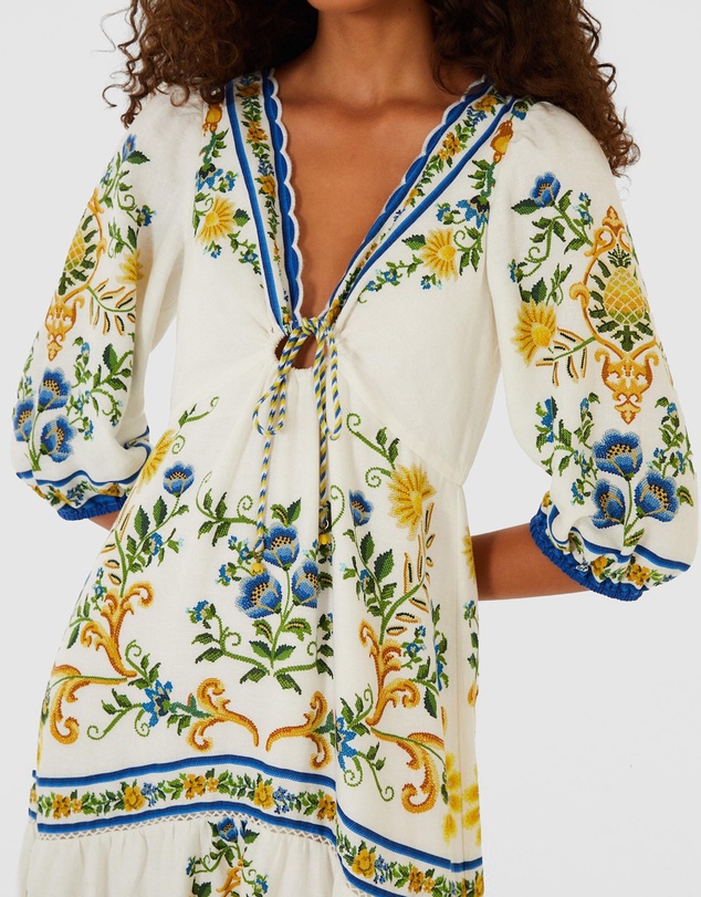 Farm Rio - Emily Floral Tapestry Off-White Maxi Dress