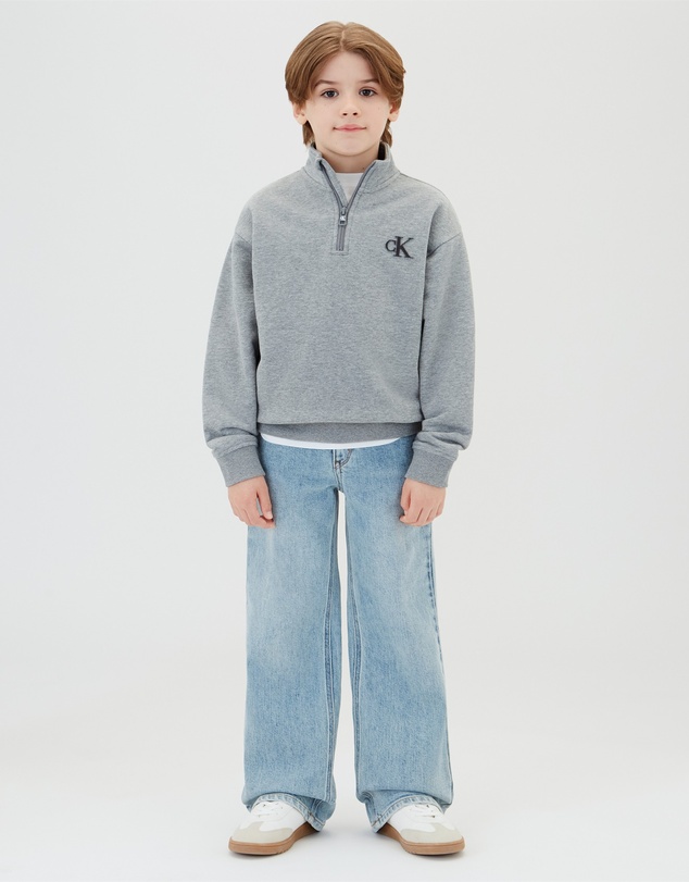 Calvin Klein Jeans - Boys Terry Monogram Flock Half Zip Sweatshirt
