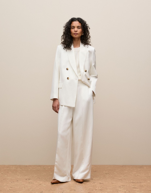 Trenery - Soft Double Breasted Blazer in White