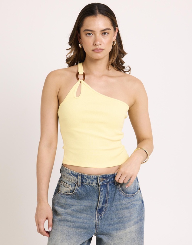 Subtitled - Kenzie One Shoulder Rib Tank
