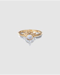 Elli Jewelry - Ring Set Zirconia Sun and Moon 925 Sterling Silver