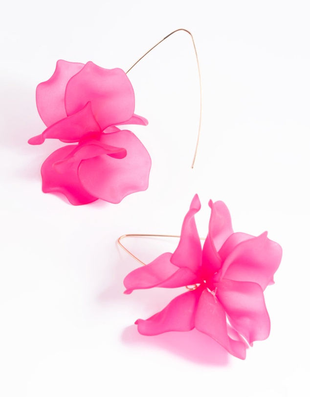 Lovisa - Fuchsia Frosted Flower Drop Earrings