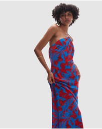 TOPSHOP - Asymmetric One Shoulder Open Back Midi Occasion Dress