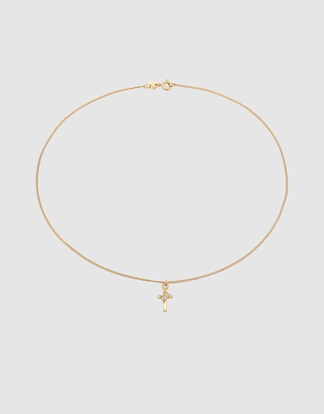 Elli Jewelry - Crystal Cross Choker Necklace in Gold-Plated 925 Silver
