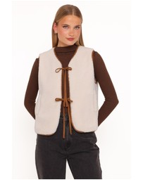 Petal & Pup - Laila Tie Front Vest - Cream Shearling
