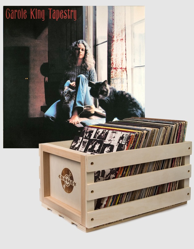 Sony Music - Crosley Record Storage Crate & Carole King Tapestry Vinyl Album Bundle