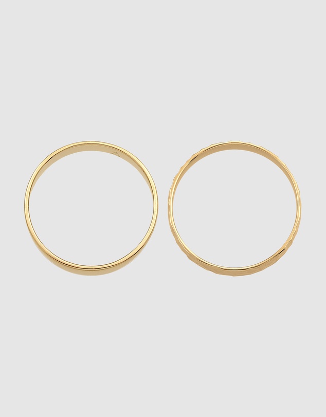 Kuzzoi - ICONIC EXCLUSIVE - Hammered Band Ring Set in Gold-Plated 925 Sterling Silver