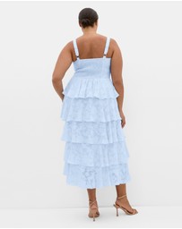 City Chic - Plus size Daniela Ruffle Tier Dress - sky blue