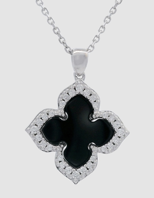 Georgini - GEORGINI MIDNIGHT VELVET BLACK AGATE FAIRWATER PENDANT SILVER
