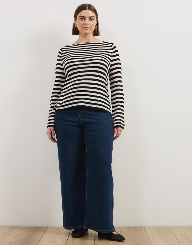 Atmos&Here Curvy - Bella Fine Knit Stripe Top