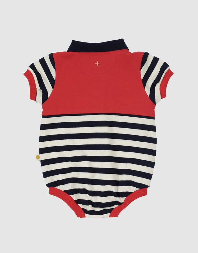 Goldie + Ace - Panelled Stripe Polo Romper - Babies