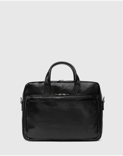 Republic of Florence - Pretoria Black Leather Laptop Briefcase