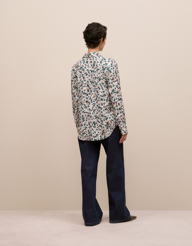 Trenery - Liora Floral Mini Twill Shirt in Forest