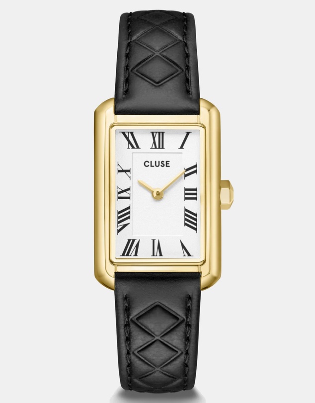 Cluse - Belisenna Watch Leather, Black Quilted, Gold Colour