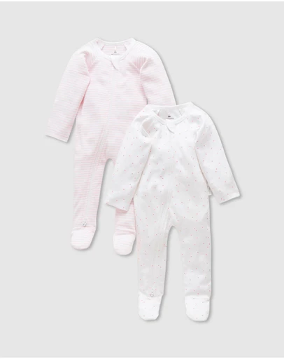 Purebaby - 2 Pack Zip Growsuit-Babies