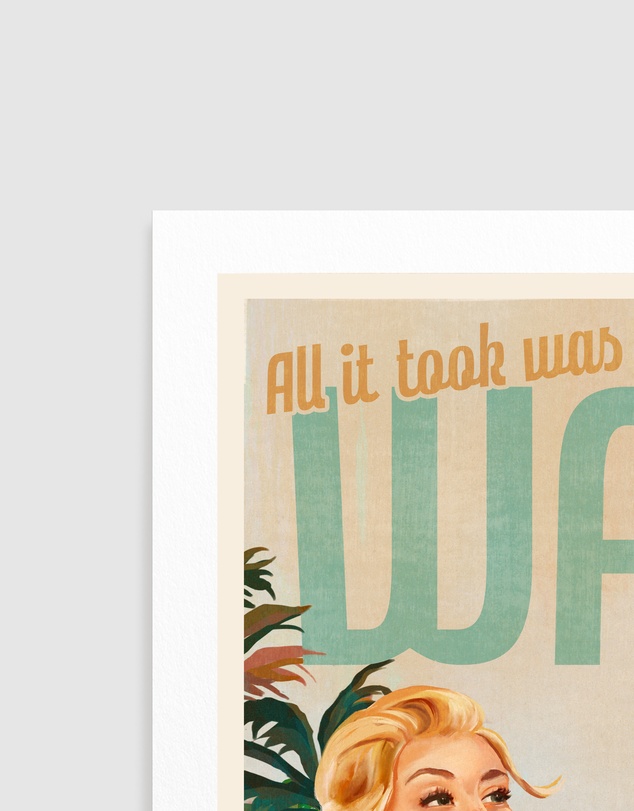Olive et Oriel - Surfing Pinup Girl On Beach In Bikini by The Whiskey Ginger Art Print