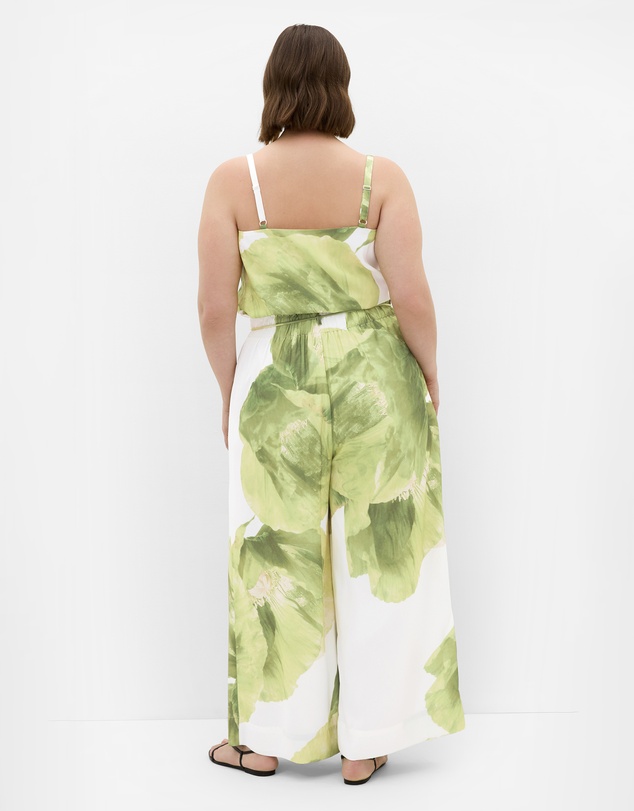 City Chic - Plus size Elisa Matcha Print Cowl Neck Cami - ivory