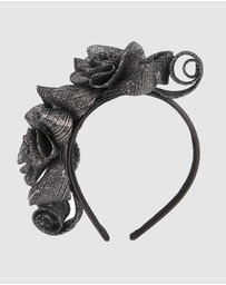 Max Alexander - Sinamay Curls Black Silver Fascinator