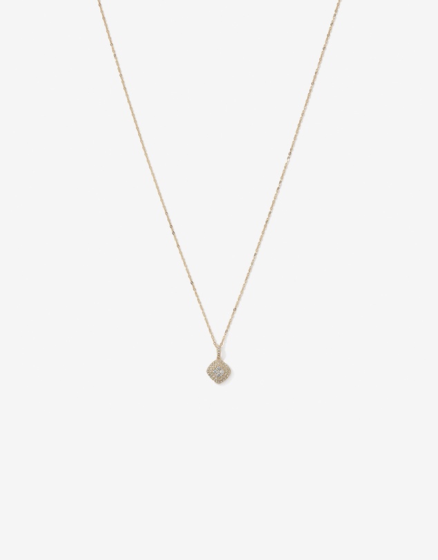 Michael Hill - 0.30 Carat TW Cushion Shaped Diamond Cluster Pendant Necklace in 10kt Yellow Gold