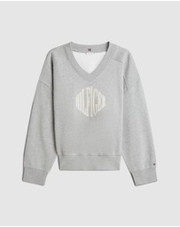 Tommy Hilfiger - Flex Fleece Logo Embroidery V-Neck Sweatshirt
