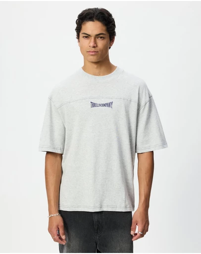 Thrills - Double Down Box Fit Oversized Cropped Contrast Stitch Tee
