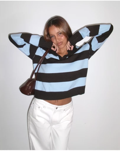 Dazie - Freya Stripe Knit Polo