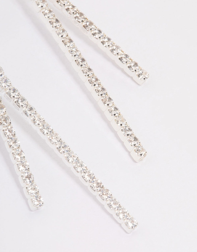 Lovisa - Silver Cubic Zirconia Tassel Drop Earrings