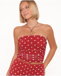 Petal & Pup - Tullia Strapless Top - Red Polka Dot
