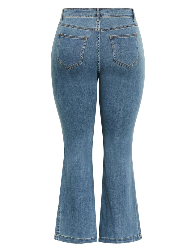 City Chic - Plus size Harley Fit Side Split Flare Leg Jean - light wash