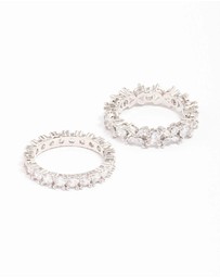 Lovisa - Silver Flower Double Band Stack Ring